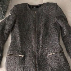 Zara padded shoulder mid-length coat